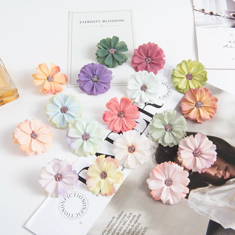 10/20pcs Artificial Flowers Cheap Daisy Heads Mini Home Wedding Decorations Diy Scrapbooks Fake Plants Festival Wreath Headdress