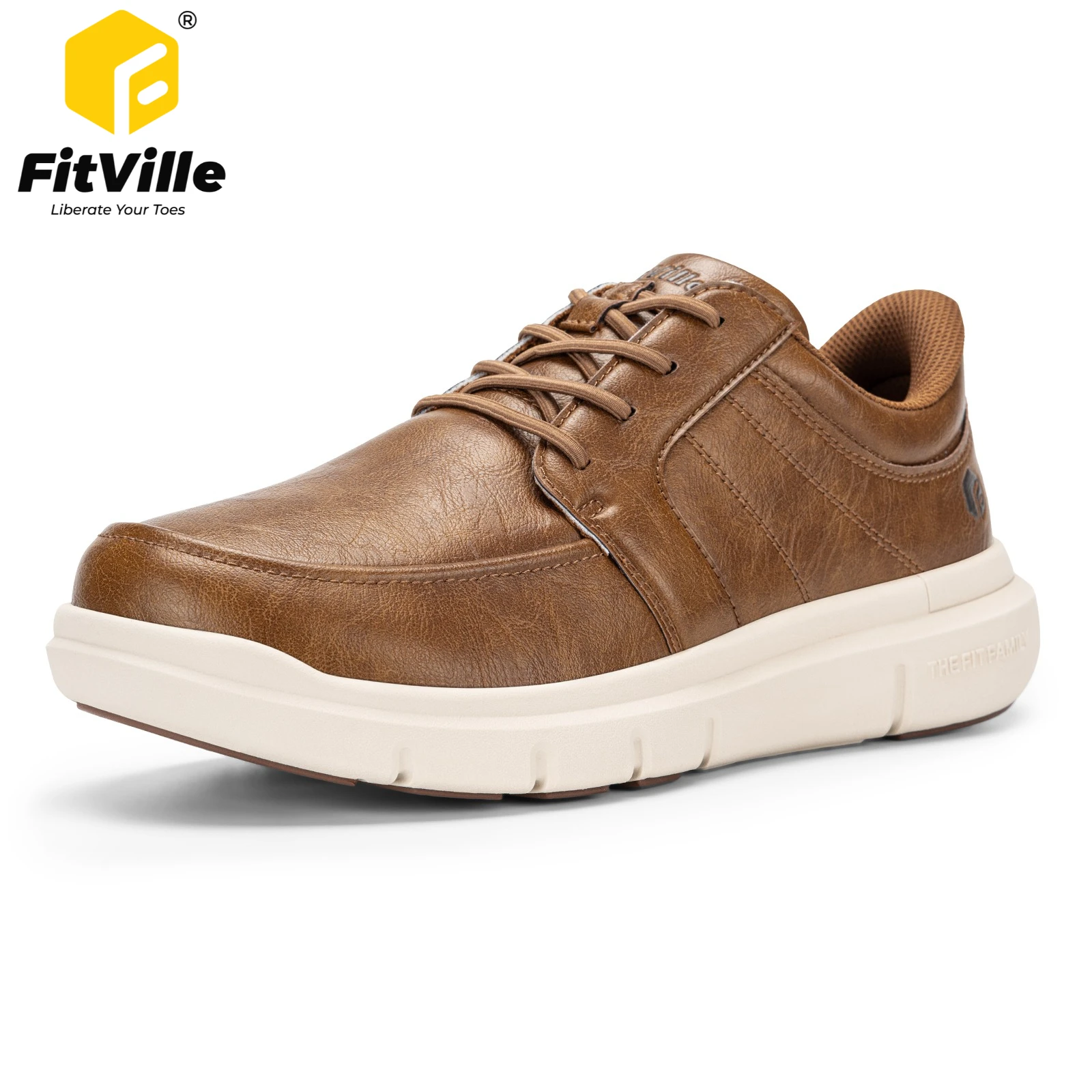 Fitville Extra Wide Toe Dress Shoes for Men Casual Oxfords Business Formal Shoes Lightweight Walking Sneakers With Arch Support