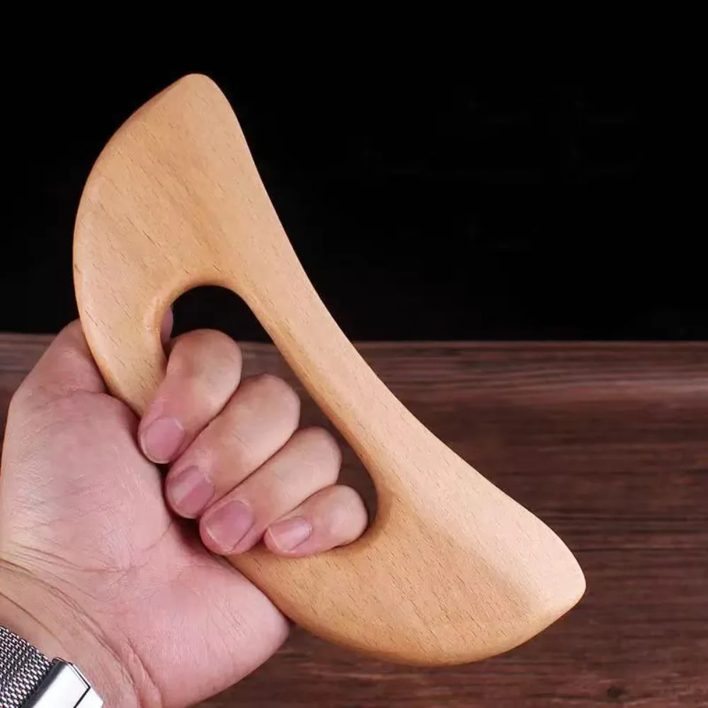 Moon-Shaped Scraping Massage Board Muscle-Pulling Manual Acupressure Massage Board Wooden Scraping Tools for Full Body Massage
