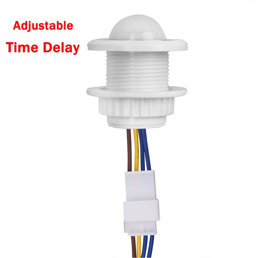 Interruptor de retardo de tiempo ajustable, Detector infrarrojo del cuerpo humano, Sensor de movimiento infrarrojo IR, interruptor de luz,