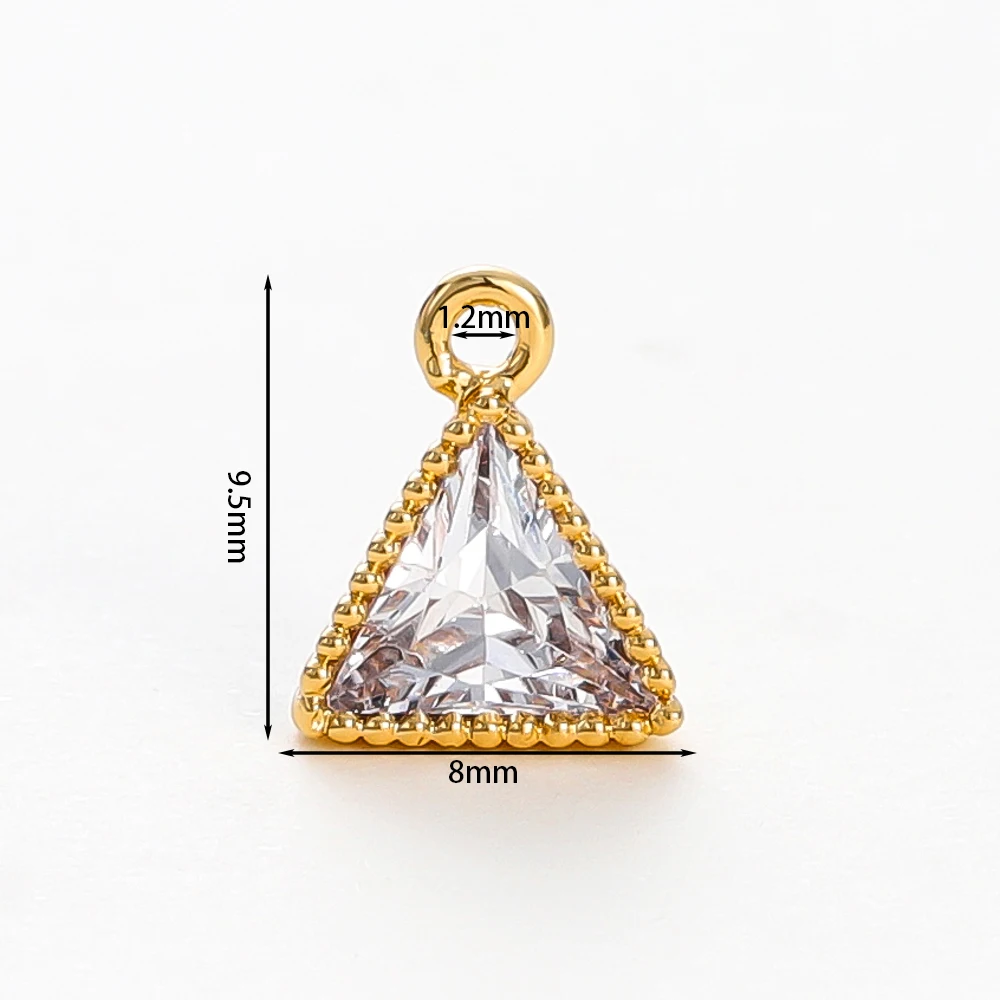 6Pcs 18K Gold Color Plated Brass Triangle Pendants with Zircon Charms Pendant for DIY Necklace Jewelry Making Supplies