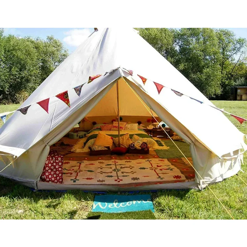 5M Luxury Outdoor Waterproof  Cotton Canvas Glamping Bell Tent