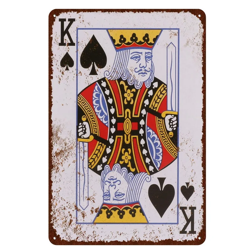 Metal Tin Signs Poker Jokers King Wall Decoration Plaque Vintage Art Poster Iron Painting for Man Cave Home Cafe Garden Club Bar