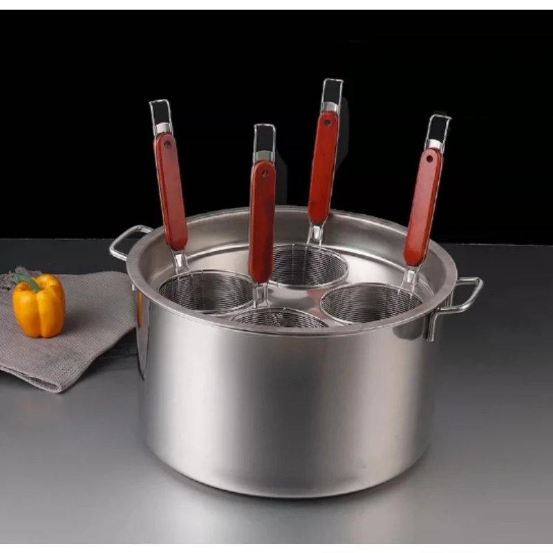 304 Stainless Steel Surface Fishing Set, Commercial Malatang Fishing Spoon with Pot and Bracket