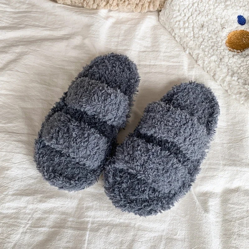 

Детские повседневные тапочки для девочек, зима 2021, новая мода в корейском стиле, нескользящая универсальная теплая обувь с открытым носком и мягкой подошвой