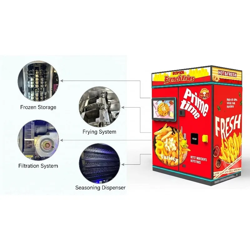 Automatic French fries vending machine 120 boxes capacity commercial potato chips vending machine