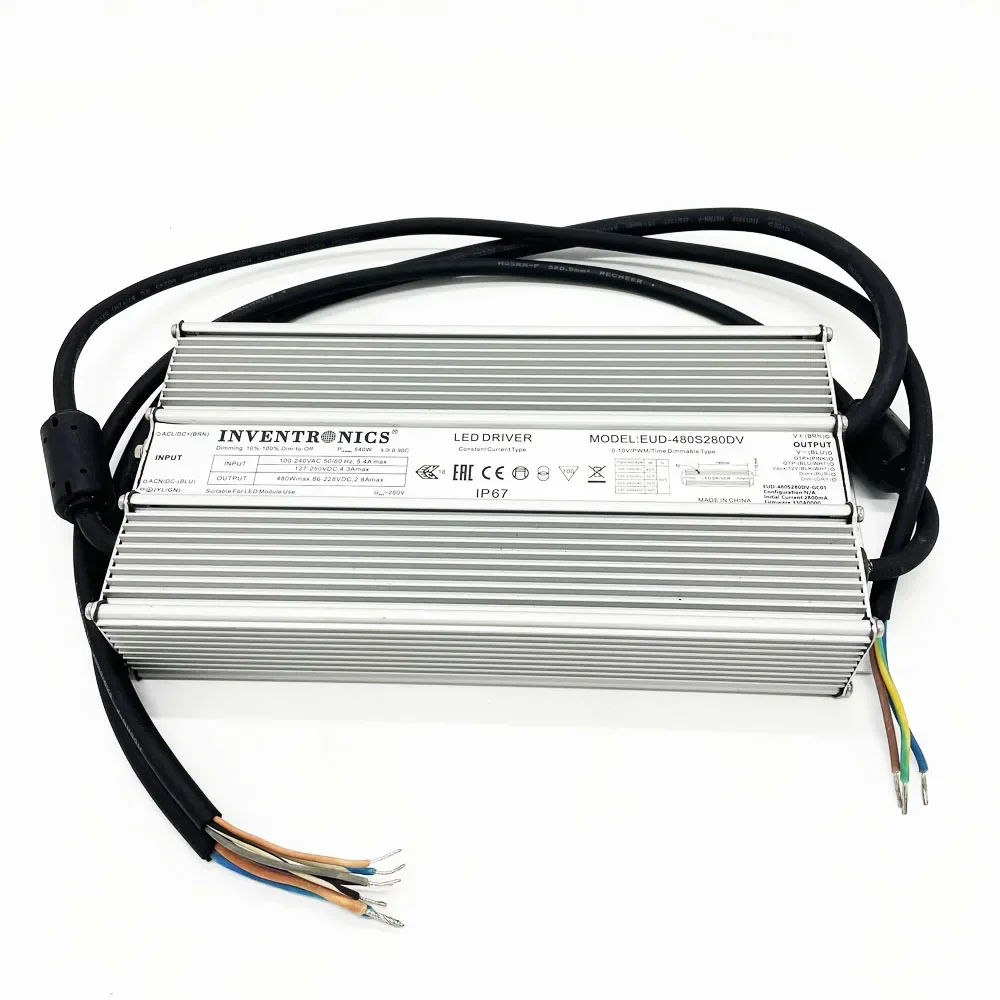 480W Inventronics EUD-480 series 480W 2.8A constant current programmable led driver with EUD-480S280DV