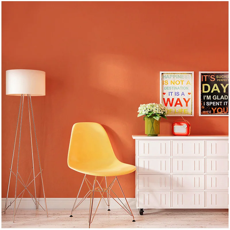 

Nordic Pure Solid Color Orange Wallpapers Home Decor Waterproof PVC Mural Walls for Bedroom Living Room