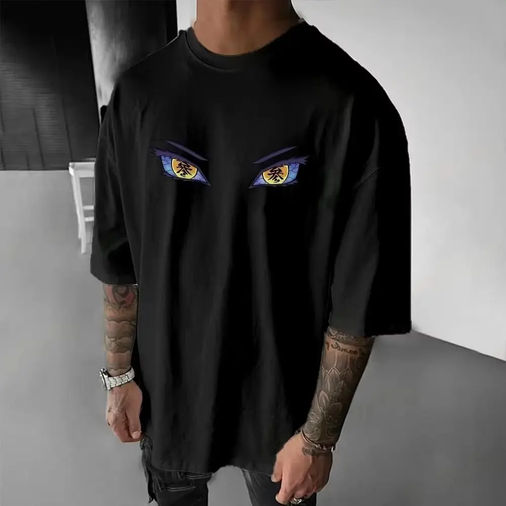 شيطان القاتل أكازا أنيمي تي شيرت الرجال النساء 2026 صيف جديد المتضخم عادية كم قصير بلايز الشارع الشهير الجرافيك المحملة Y2k الملابس #5