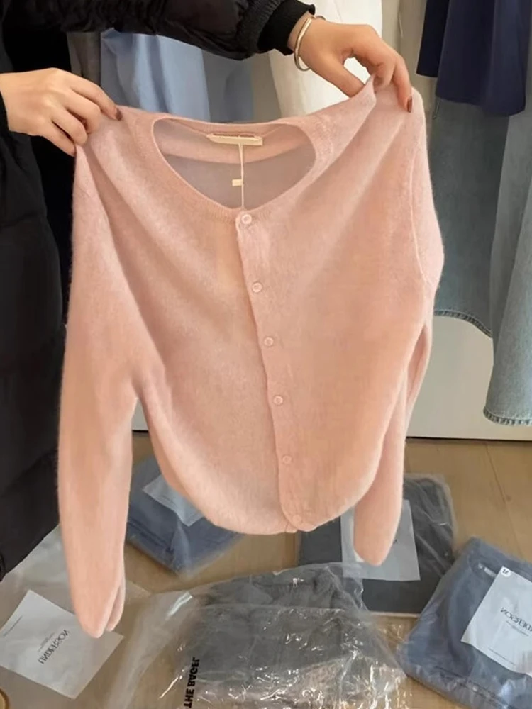 

Loose Long Sve Knitted Cardigan Women's Pure Color Slimming Sle Faionable Commuting Spring Autumn Season Top