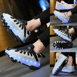 Boys and Grils flashing Skate Shoes Two-wheeled shoes Student Campus Walking Shoes Hot Selling Roller Skates