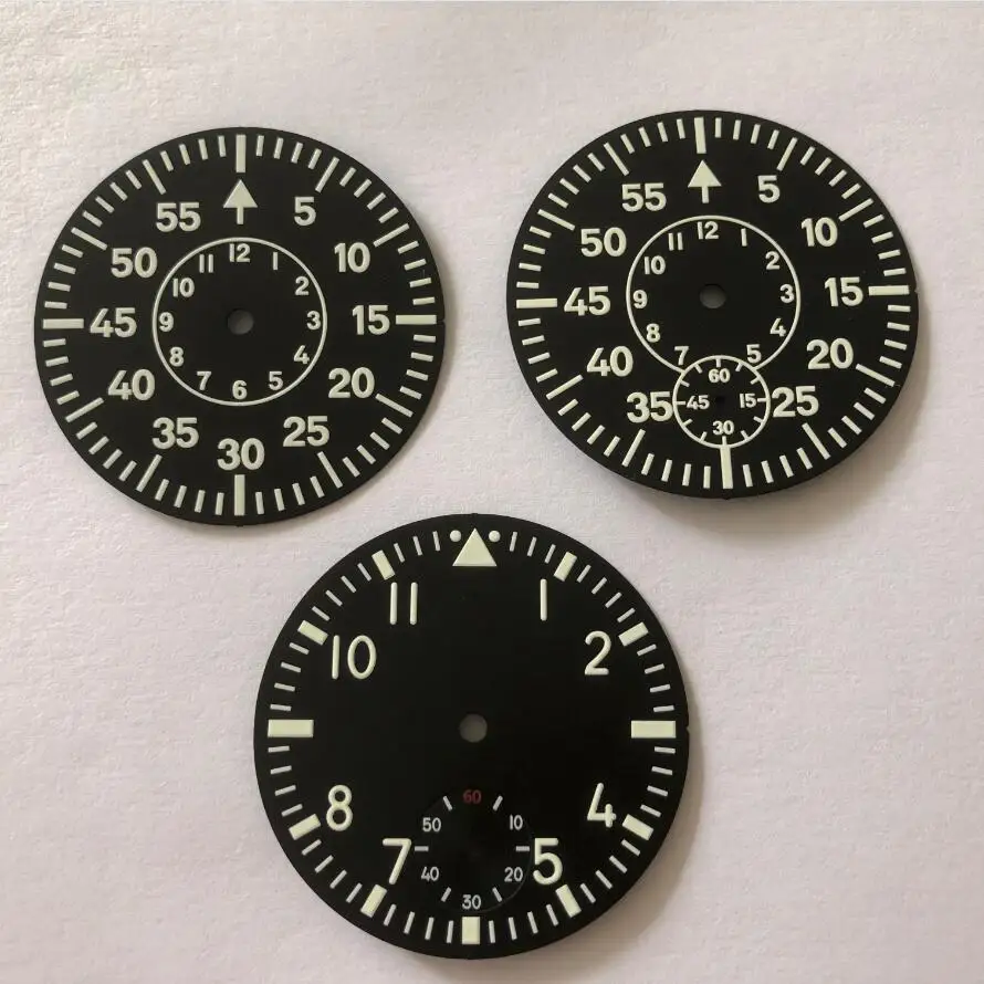 For ETA6498 Movement 38.9mm Watch Dial Green Luminous Watch Face Repair Replacement Parts For ST3621 Manual Mechanical Movement