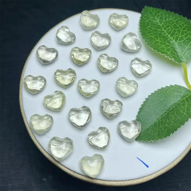 天然のシトリンファセットハートペンダント,癒しの風水,イヤリングとブレスレットの作成,ジュエリーギフト,DIYアクセサリー,12x13mm, 5個