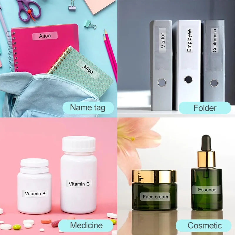 12x40mm Transparent Thermal Label Tape Roll Self-adhesive Waterproof Printable Name Sticker Paper Jar Cable Sort Tag For D30 P15