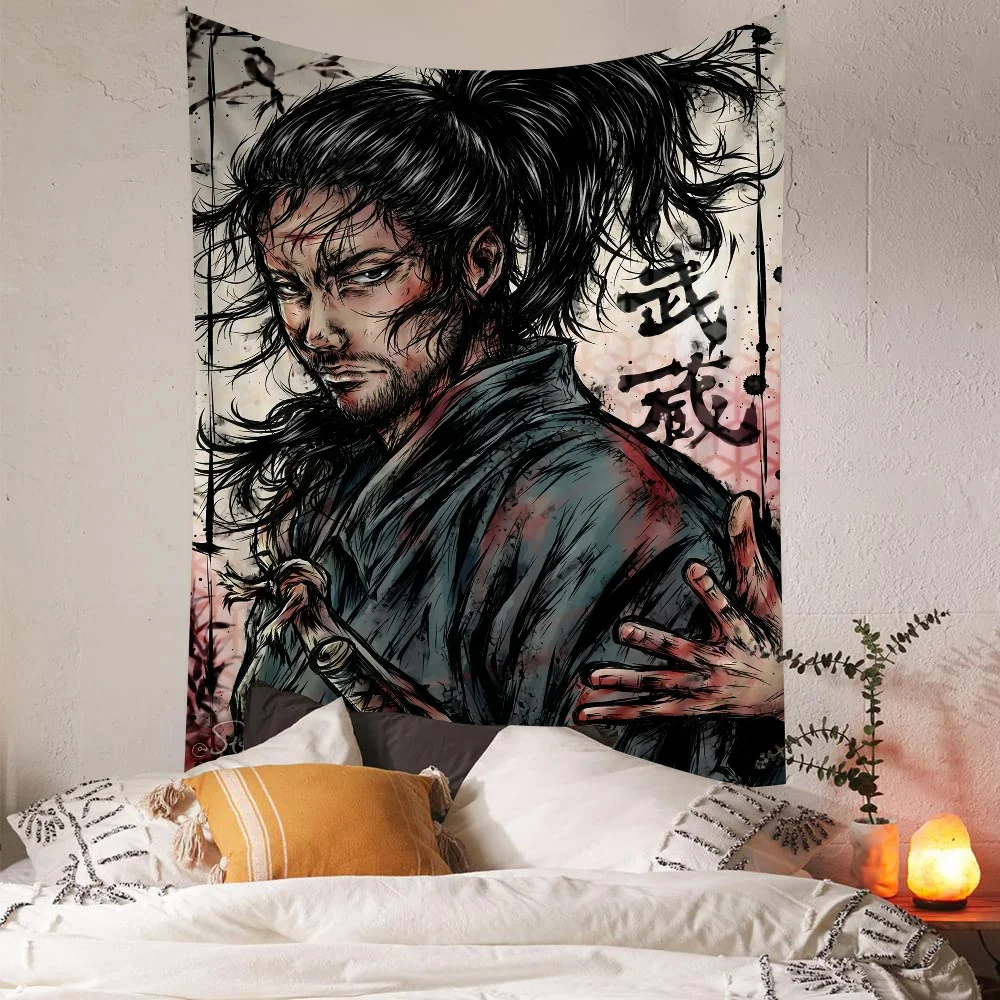 Vintage Japanese Manga Miyamoto Musashi Anime Posters Sticky Decoracion Painting Wall Art White Kraft Paper Wall Decor