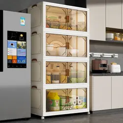 Large-capacity Foldable Storage Box Locker Multi-Layer Closet Organizer With Wheels Folding Wardrobe Snack Toy Storage Cabinet