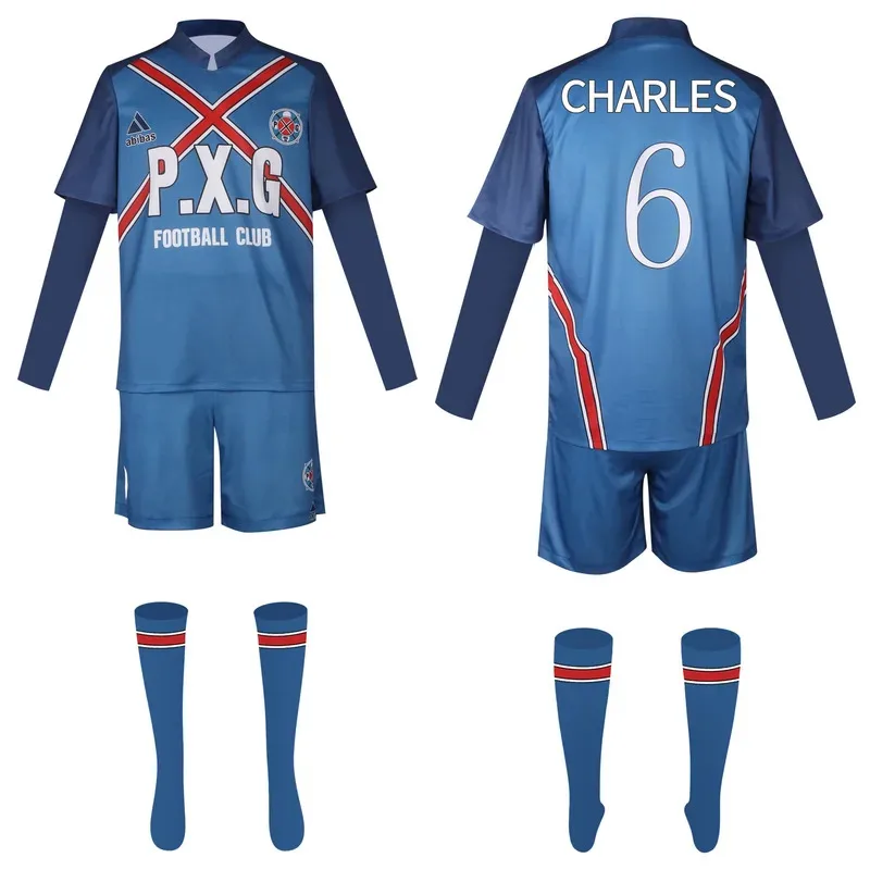 Anime Cerradura Azul #   9 Rin Itoshi Shidou Ryusei Charles disfraz de Cosplay P.X.G peluca uniforme de fútbol Top pantalones cortos conjunto deportivo