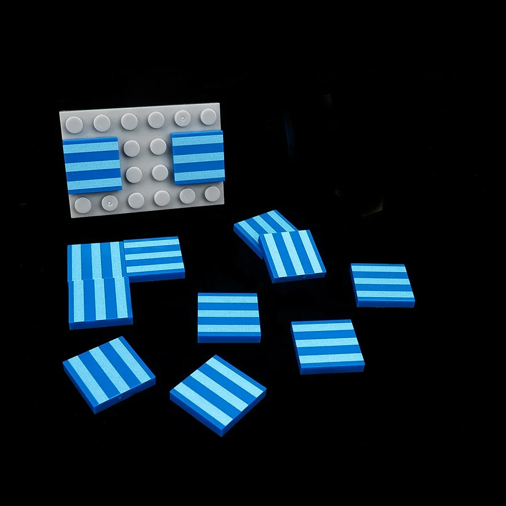ตัวต่อ MOC 10 ชิ้น 3068 2x2 ลายพิมพ์ลายเส้น ชุดตัวต่อพื้น บล็อก ของเล่นเด็ก ของขวัญวันเกิด/คริสต์มาส