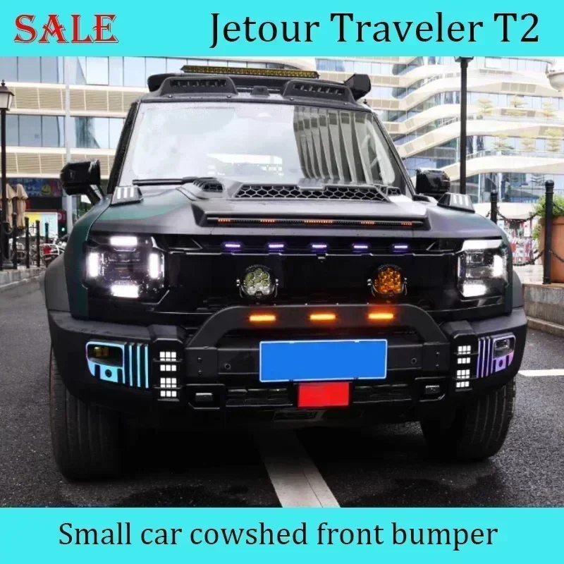 Fit for JETOUR Traveler T2 2023-2024 Car Smalls Bull Bar Front Guard Bar Modified with Lights Car Bumper Exterior Accessories