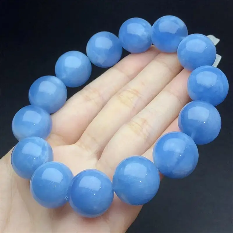 14MM Natural Aquamarine Bracelet Gemstone Crystal Reiki Healing Gemstone Fengshui Stone Jewelry Gift 1PCS