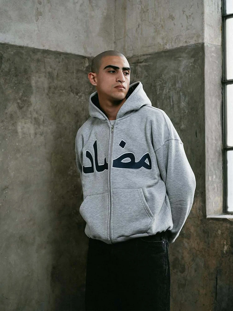 

Свитер с капюшоном на молнии в американском стиле с вышивкой и клетчатым узором, в стиле ретро, унисекс, уличная мода, новинка 2026 года