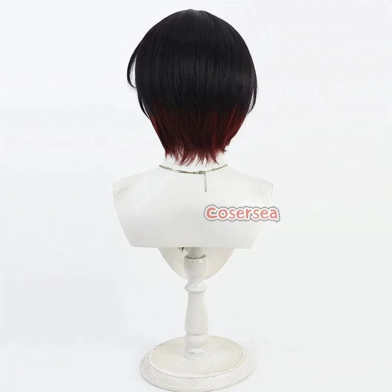 2025 11 Cosersea تأثيري الباروكات الظاهري YouTuber Kisaragi Ren 30 سنتيمتر الأسود مختلط النبيذ الأحمر شعر مستعار الاصطناعية الشعر الحرارة Resis