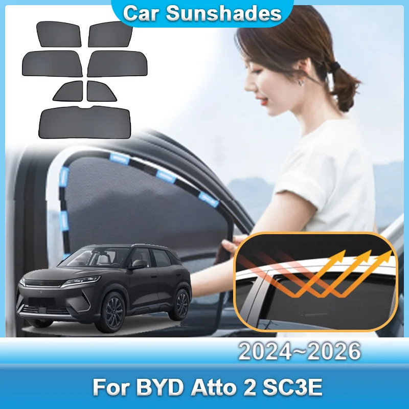 

Car Window Sunshade For BYD Atto 2 DMI 2024-2026 Yuan Up Atto 2 S1 Pro Mesh Shade Sunscreen Privacy Curtains Visors Accessories