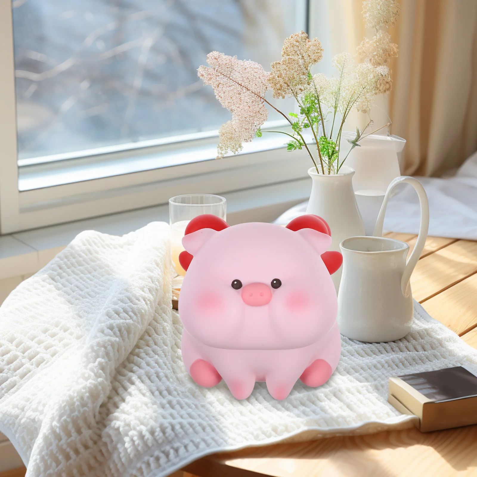 창의적인 돼지 저금통 돼지 모양 비닐 동전 용기 돈 저축용 귀여운 데스크탑 장식용 현금 보관함 선물 아이디어