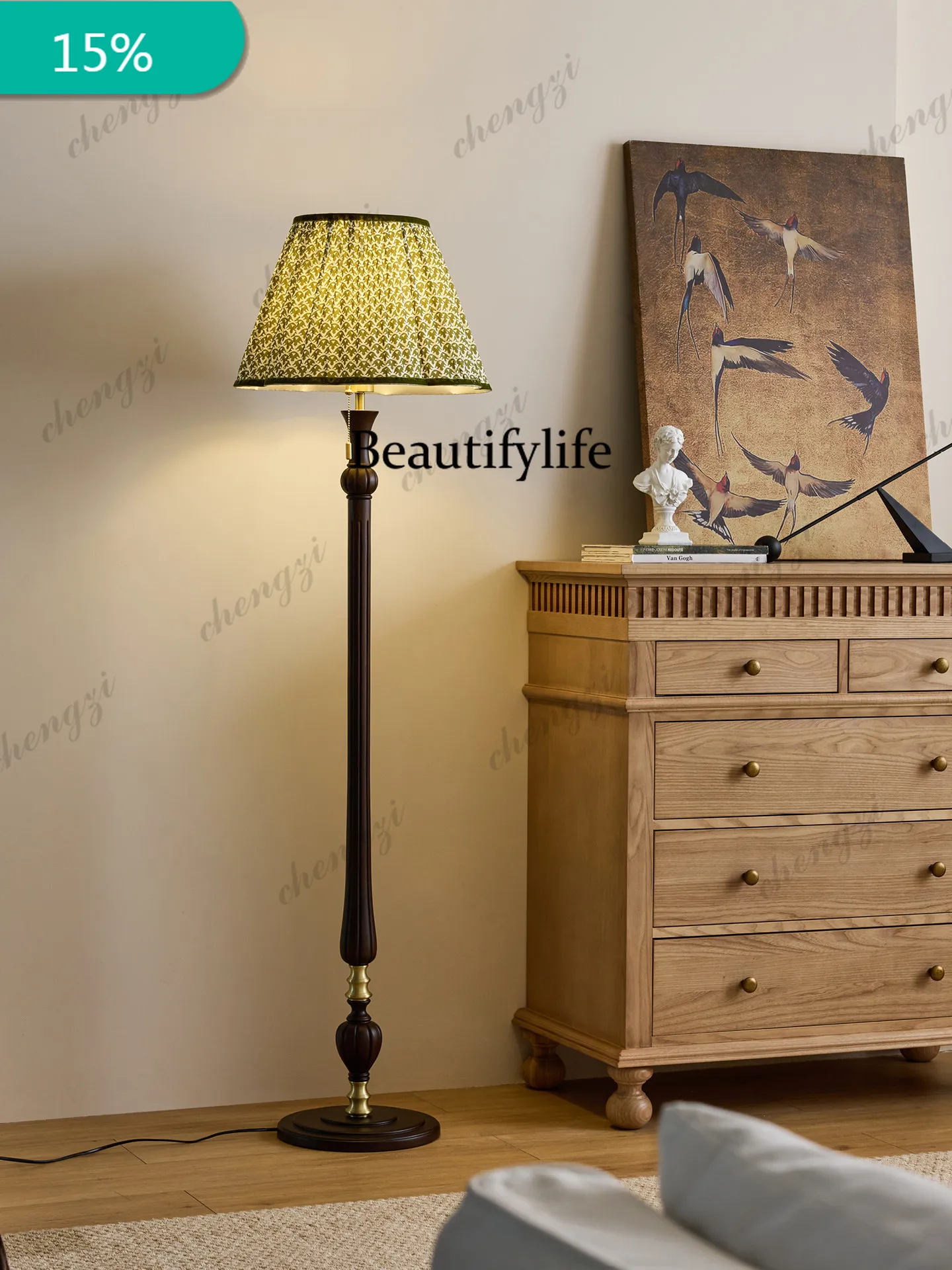 A178   Medieval floor lamp living room high-end French retro bedroom bedside table lamp
