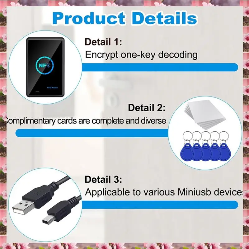 

2025 RFID NFC Copier Duplicator 13.56Khz Key Fob NFC Smart Card Reader Writer 13.56Mhz Encrypted Programmer USB UID T5577 Replac