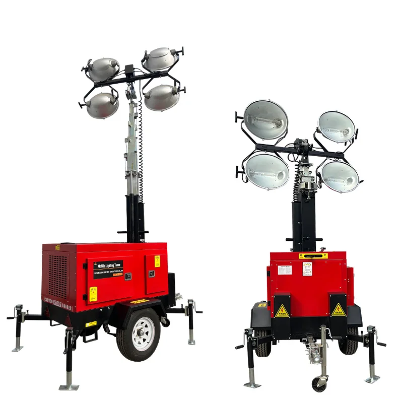 Diesel Lighting Tower Large Capacity Fuel Tank Long Working Runtime Overload Protection Port Yard Temporary  Lighting Machine