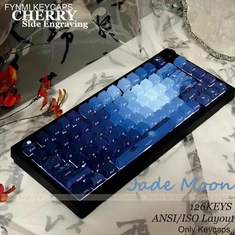 Fynmi Jade Moon ISO/ANSI Cherry Side Incisione 126 tasti PBT Copritasti a doppio scatto per tastiera meccanica