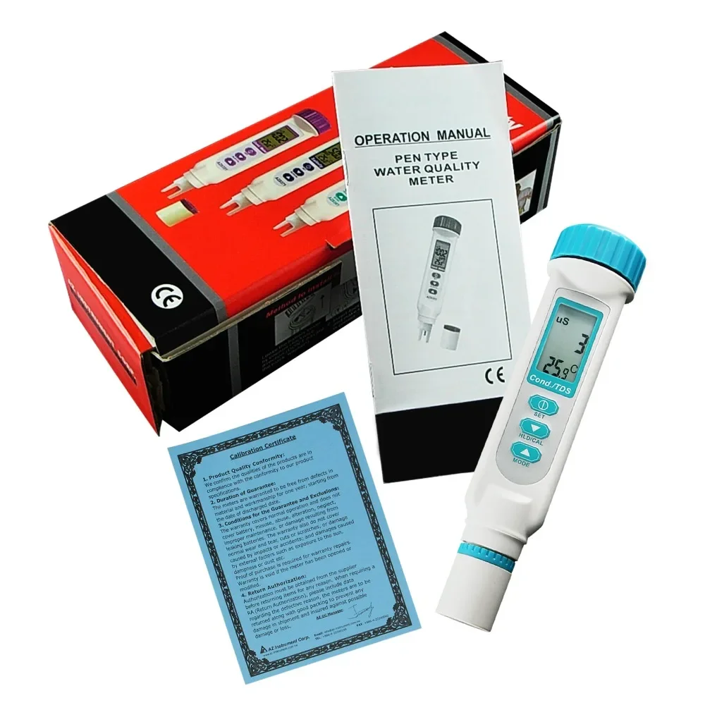 Handheld High Accuracy Portable 3-in-1 Digital Pen-type Water Quality Conductivity TDS Meter, ppm ppt uS mS C/F