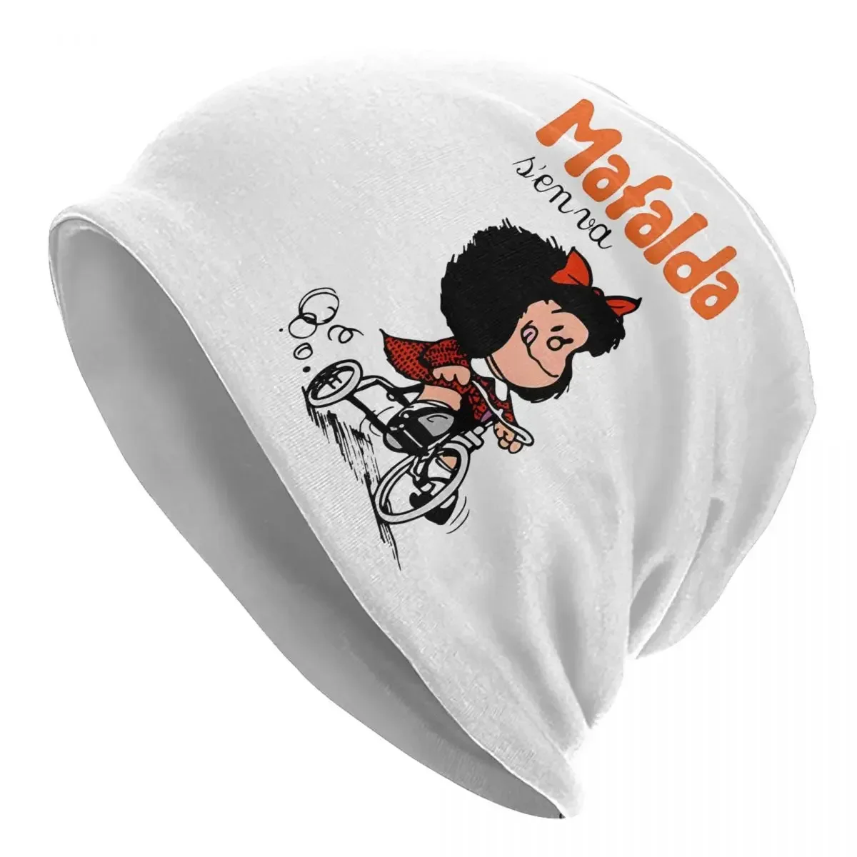 Mafalda Quino Go Bicycle Bonnet Hats Hip Hop Street Skullies Beanies Hats Anime for Men Women Knitted Hat Warm Dual-use Caps