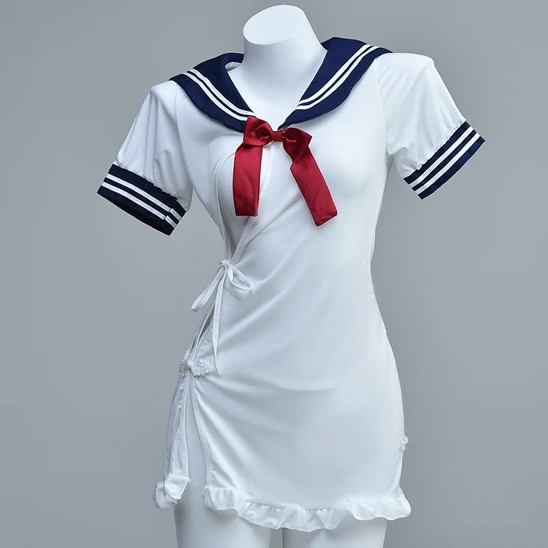 

Sexy Roleplay Lingerie Set - Pure Innocent Nurse Uniform & Sailor Schoolgirl Costume (3-Piece BABYDoll）