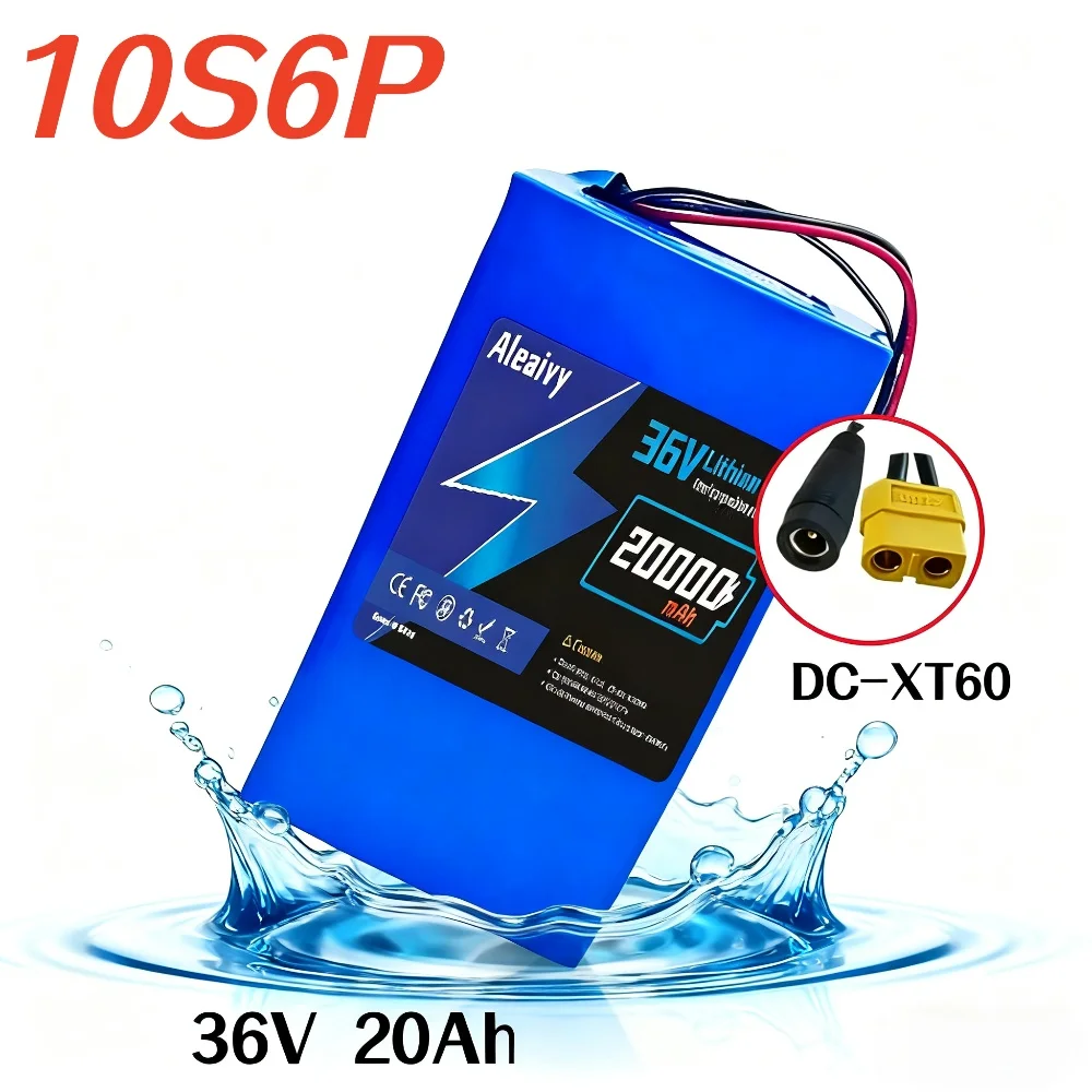 

10S6P 36V Battery 20000Ah Lithium Battery Pack Suitable for Motorcycle, Scooter, 350W 500W 750W Motor with BMS.