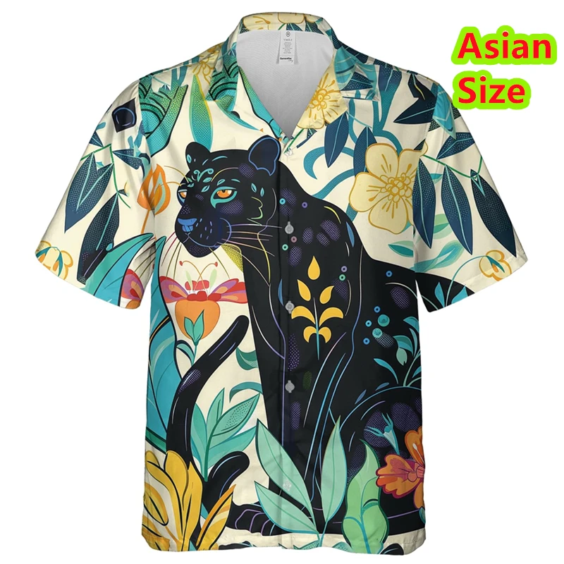 

Summer Leopard 3D Print Mens Shirts Women Fashion Shirt Tops Casual Hawaiian Streetwear Short Sleeve Shirt Blouse Man Clothing