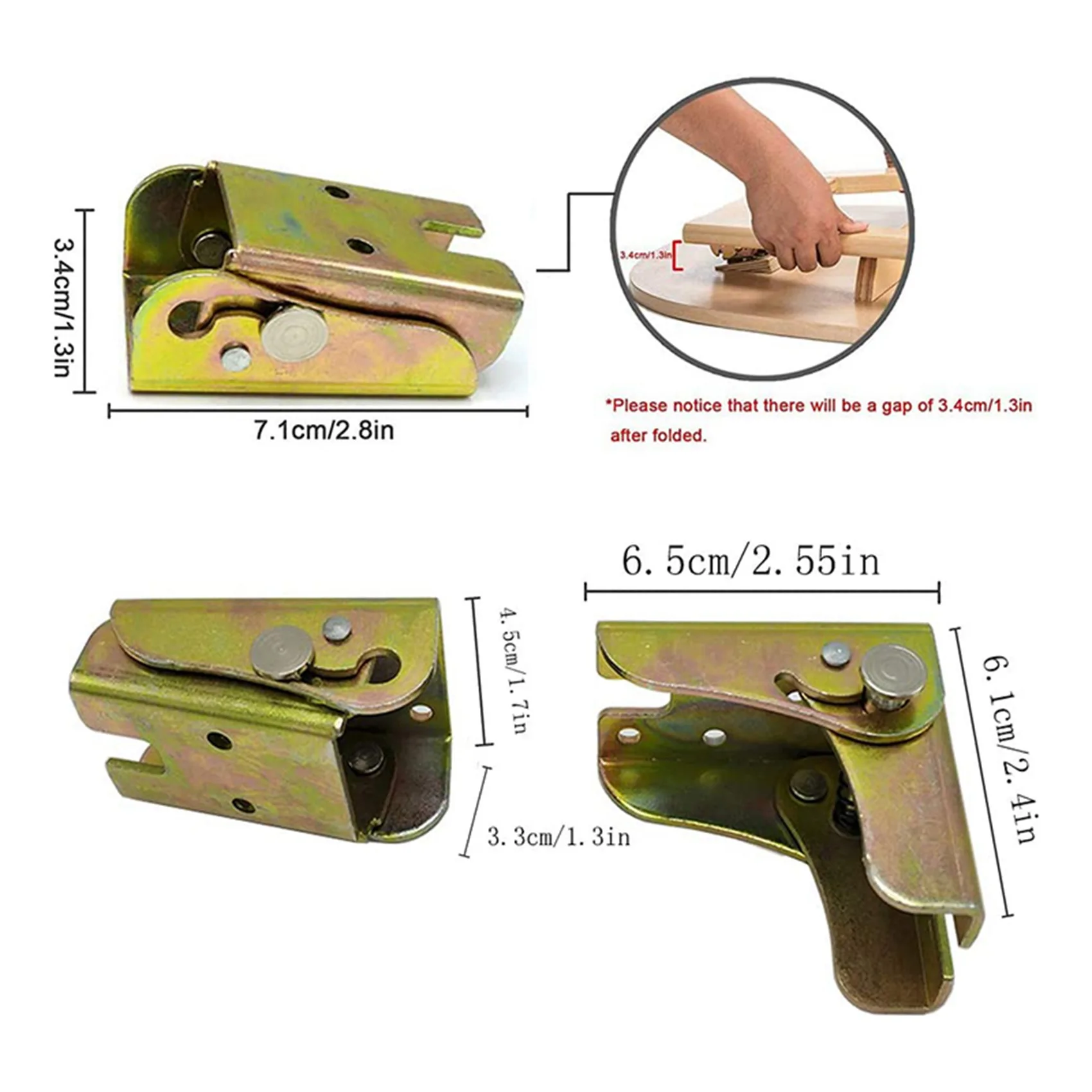 ABZS-Patas de mesa plegables, soportes de soporte para cama, patas de muebles plegables, bloqueo de 2,4 pulgadas de altura con resortes, 8 Uds.