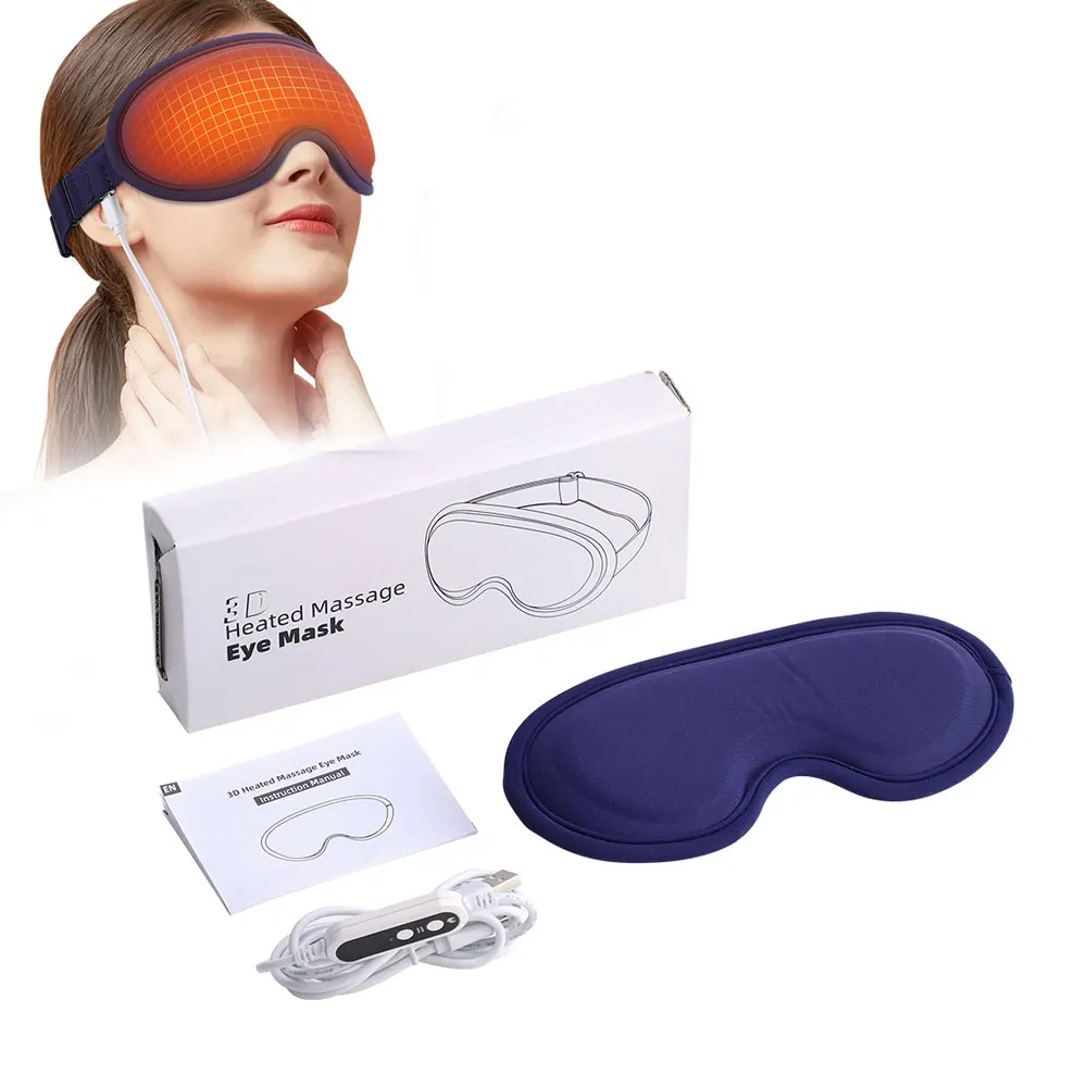 눈 마스크 가열 진동 마사지 수면 차단 마스크 따뜻한 뜨거운 압축 전기 눈 마사지기 피로 완화 USB 충전식