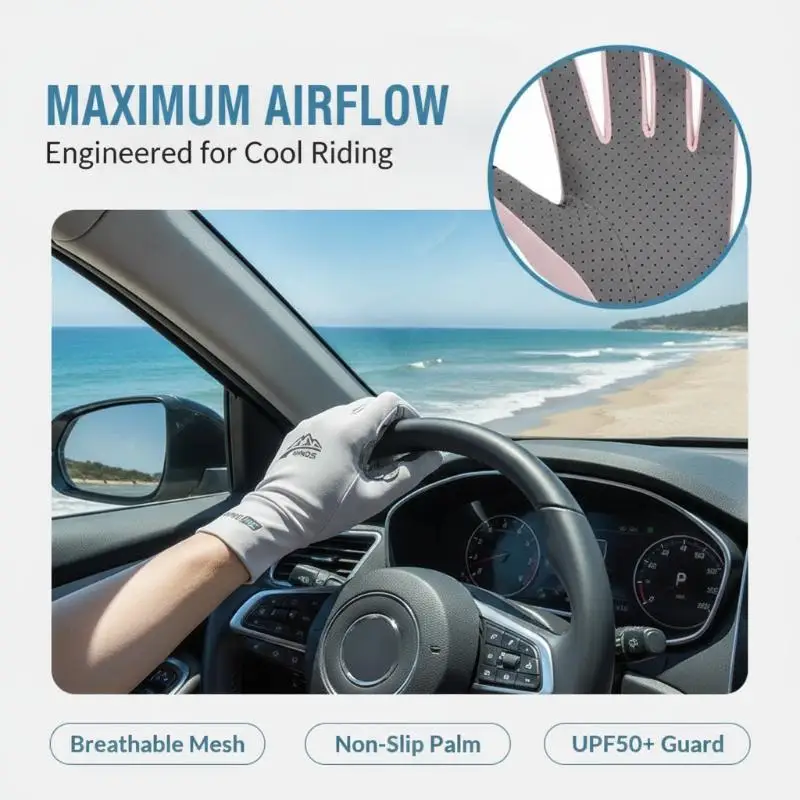 Non-Slip Half Finger UV Gloves Unisex Breathable Quick Dry Texture for Fishing Paddling Running Driving Hiking