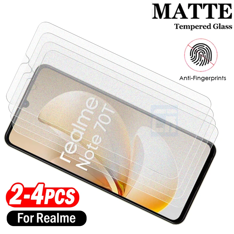 2/3/4Piece Anti-Glare Frosted Protective Glass for Realme Note 70T 60X 60 50 Screen Protector for Realme GT Neo2 2T 3 3T 5 SE