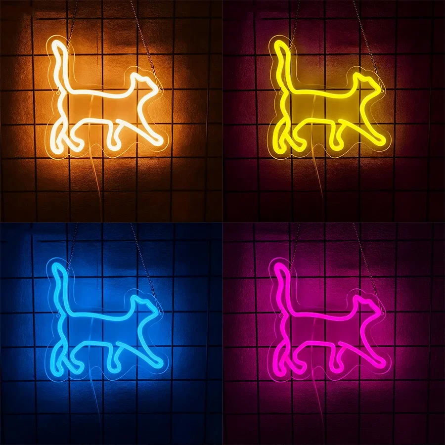

Неоновые вывески с кошками, светодиодные неоновые светильники в виде животных для декора дома, стен, вечеринок, свадеб, дней рождения, детских или девичьих комнат
