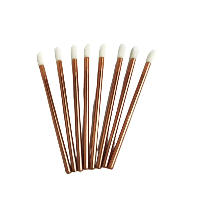 1bag Rose Gold Color Disposable Lip Brush Applicator Eyelash Cleaning Lipstick Glossy Wands