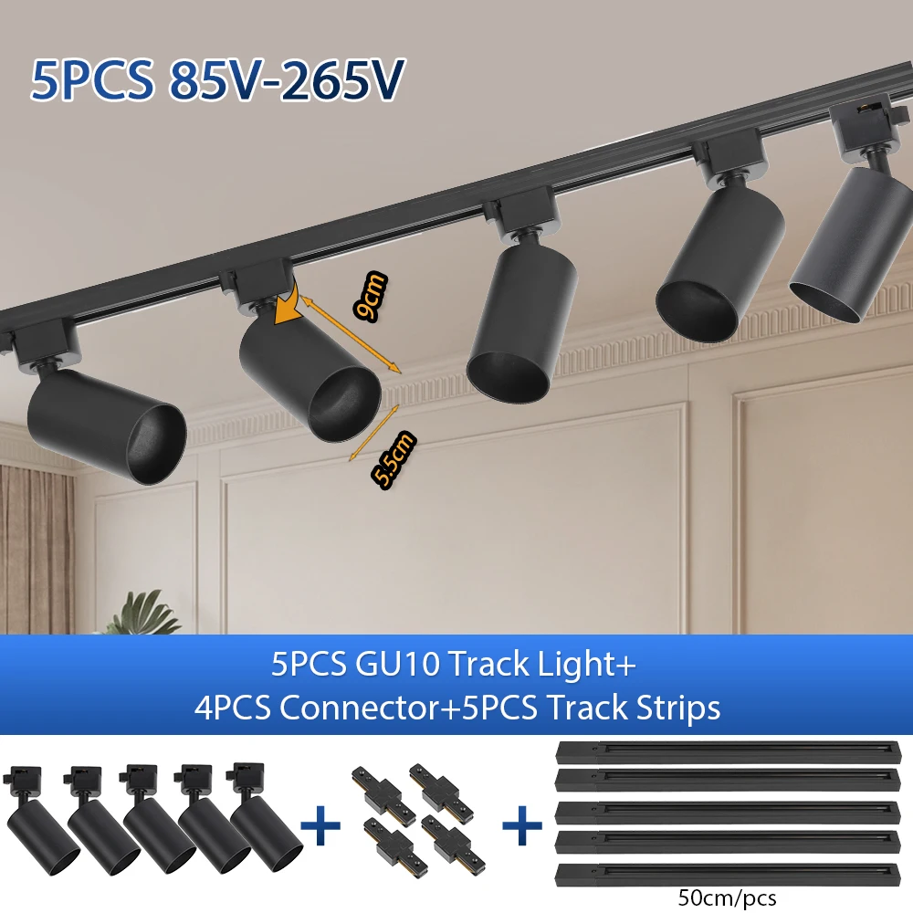

Светодиодный потолочный светильник-спот GU10 для трековых систем 110В/220В, для гостиной и кухни, комплект линейных светильников-прожекторов