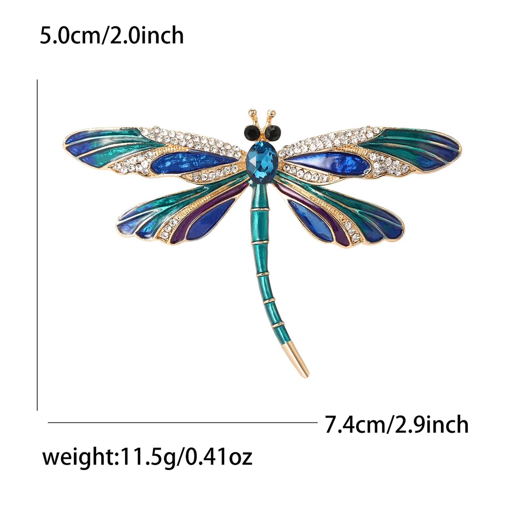 Luxury Rhinestone Dragonfly Brooches for Women Unisex Enamels Insects Pins Banquets Party New Year Gifts Jewelry Accessories image 6
