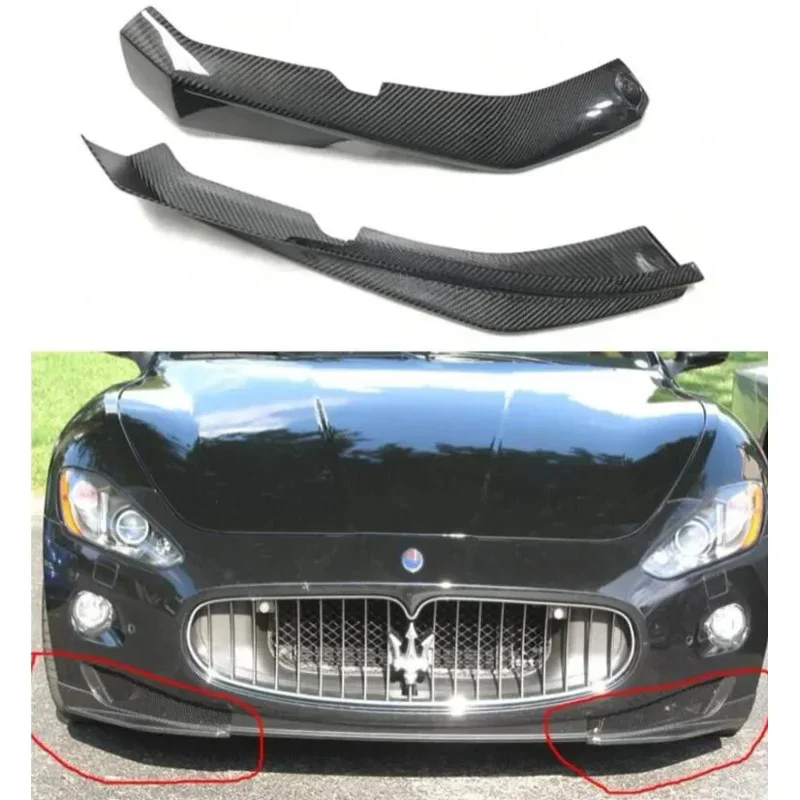 Real Carbon Fiber Front Lip Splitters Bumper Body Kit Aprons Cup Flaps Cover For Maserati Gran Turismo GT GTS 2007-2013