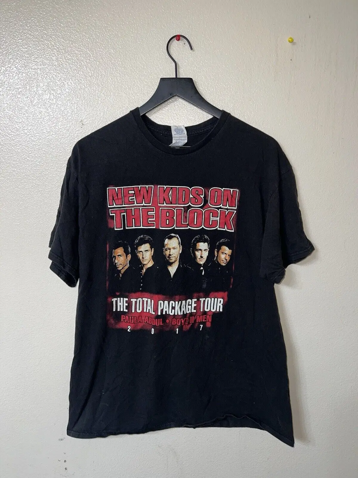 New Kids On The Block The Total Package Tour T Shirt Mens XL Black Short Sleeve