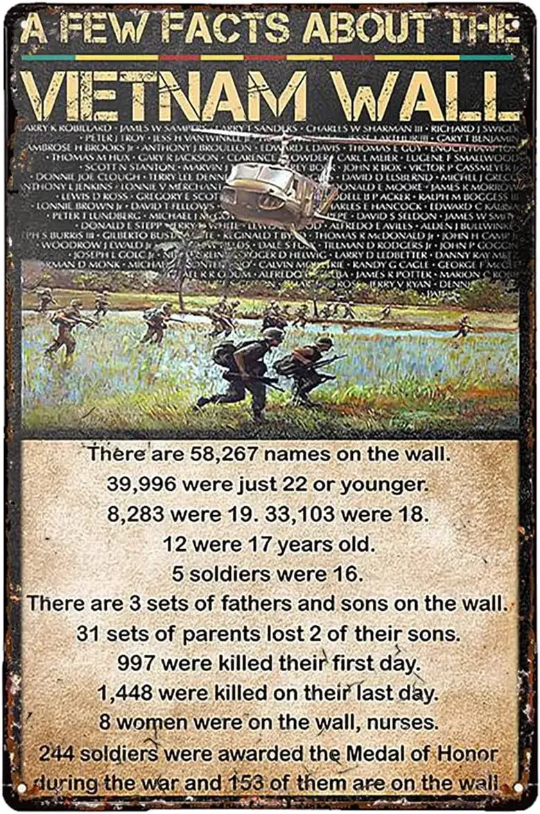 A Few Facts About The Vietnam Veteran Retro Tin Sign for Home Backyard Garage Man Cave Shed Office Military Room Living Room Cof
