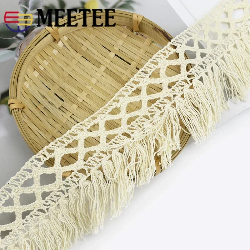 5/10/20Meters Meetee 6.5cm Cotton Tassel Lace Trim Fabric Fringe Ribbon Handmade Hometextile Garment Skirt Sewing Material