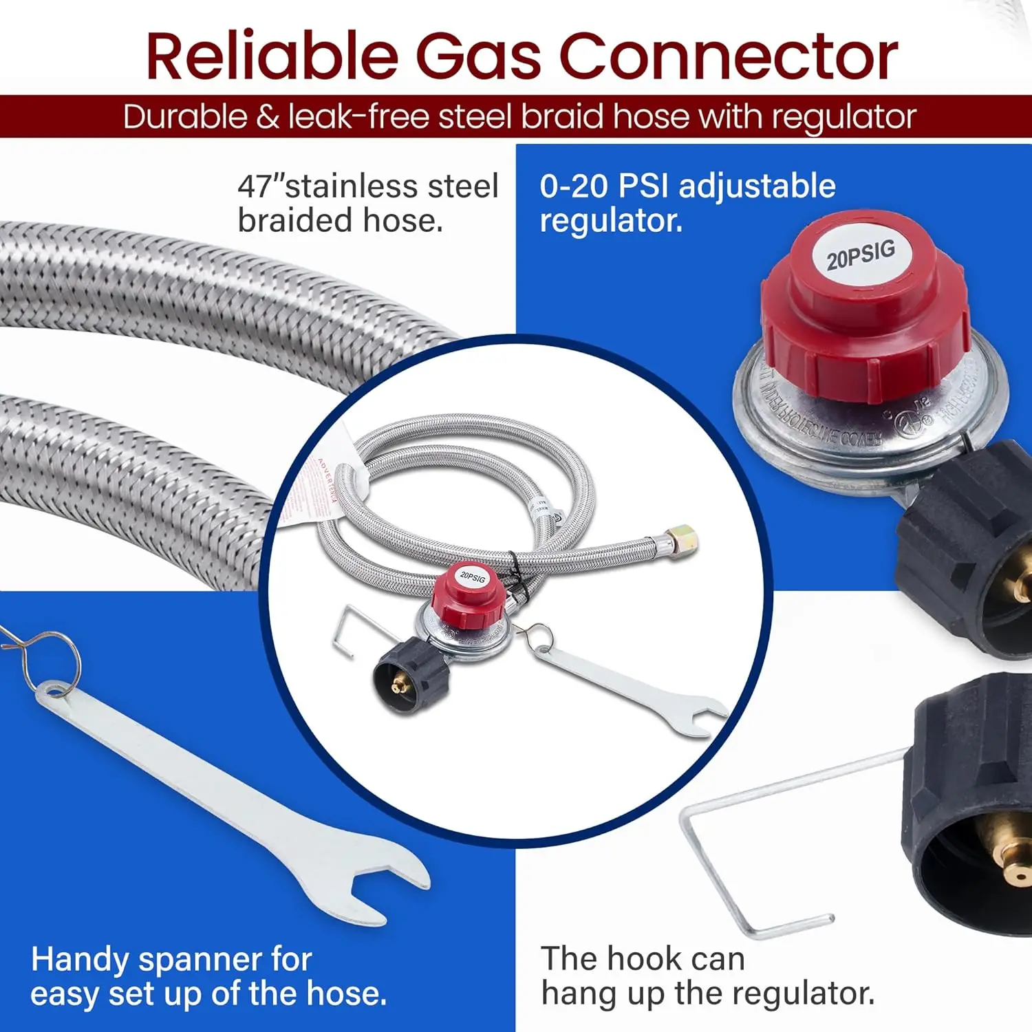 موقد البروبان ARC، 200,000 وحدة حرارية بريطانية، طباخ غاز خارجي مع منظم 0-20 رطل لكل بوصة مربعة #4